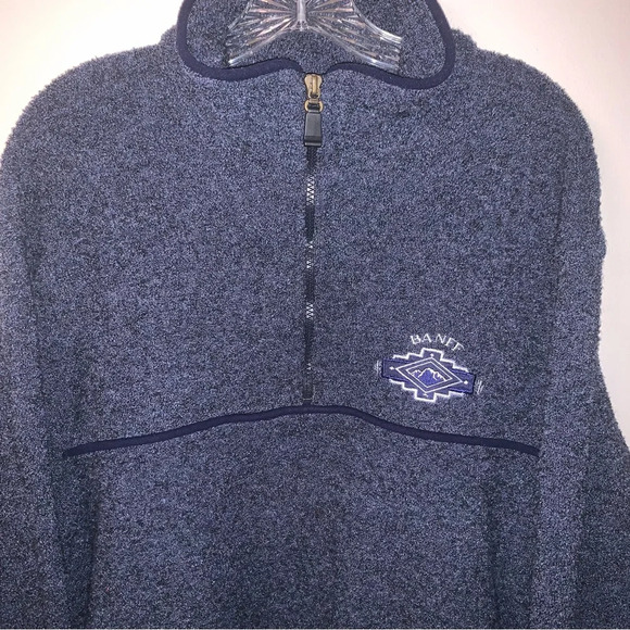 Vintage Cityscape Banff Fuzzy 1/2 Zip Pullover Sweater L - Picture 11 of 12